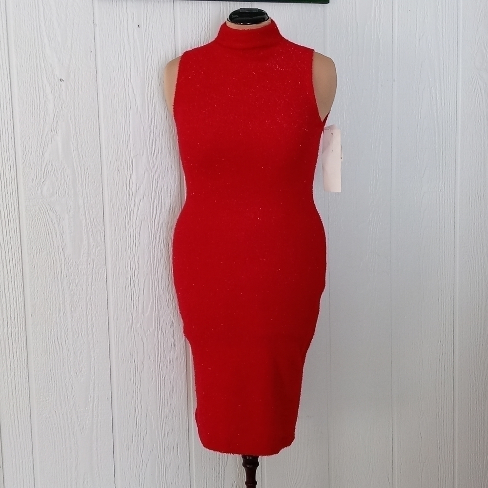 NWT MICA red party dress red turtleneck petite - Picture 2 of 12